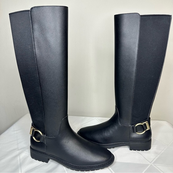 Coach Women’s Fitz Faux Leather Black Tall Riding Boot Size US 5 B - Picture 1 of 13